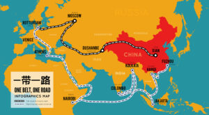 One,Belt,One,Road.,New,Chinese,Trade,Silk,Road.,Map